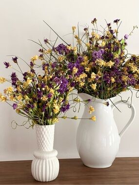 Wildflower Bouquet - Purple & Yellow Faux Floral Arrangement